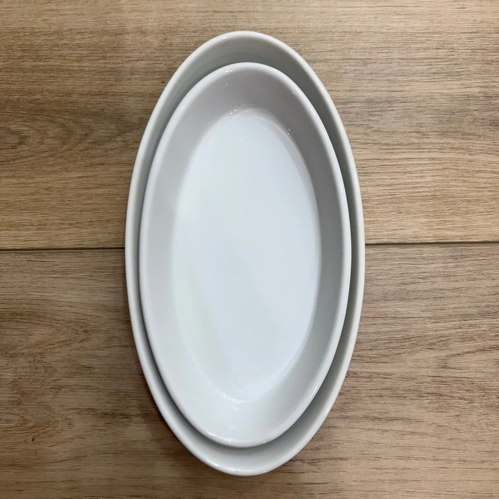 Pillivuyt France Vintage Oval Baker Set 10oz 16oz White Porcelain Oven to Table - Picture 2 of 11